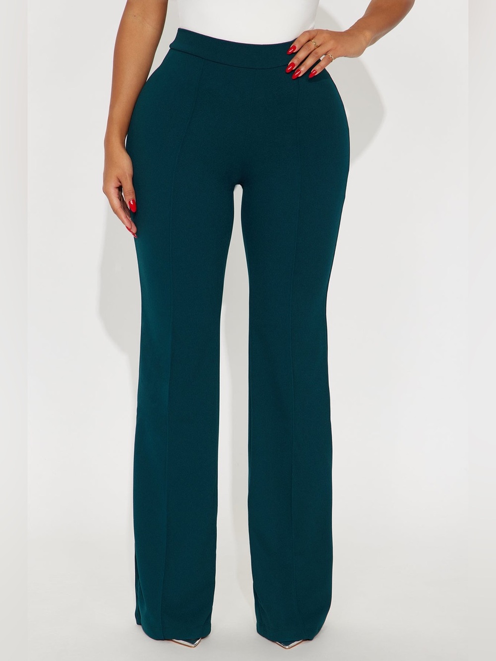 NWT Fashion Nova Victoria High Waisted dress pants Teal Wide-Leg Ponte Pants